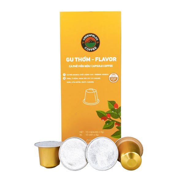 Cà phê viên nén gu thơm Greenfields Coffee/Capsule Coffee cho máy nespresso (hộp 10 viên)