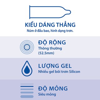 Bao cao suFreeshipDurex Invisible siêu mỏng, an toàn, tăng khoái cảm 10 bao