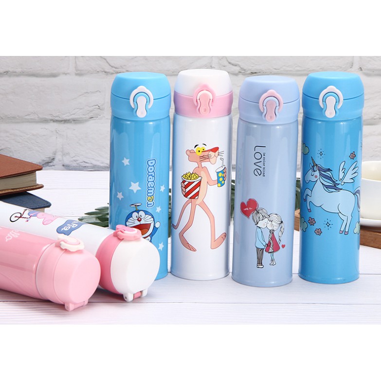 Bình nước doremon ngựa thần kitty 500ml BN7 bình nước 2 lớp cute bình nước dễ thương 12 cung hoàng đạo 300ml