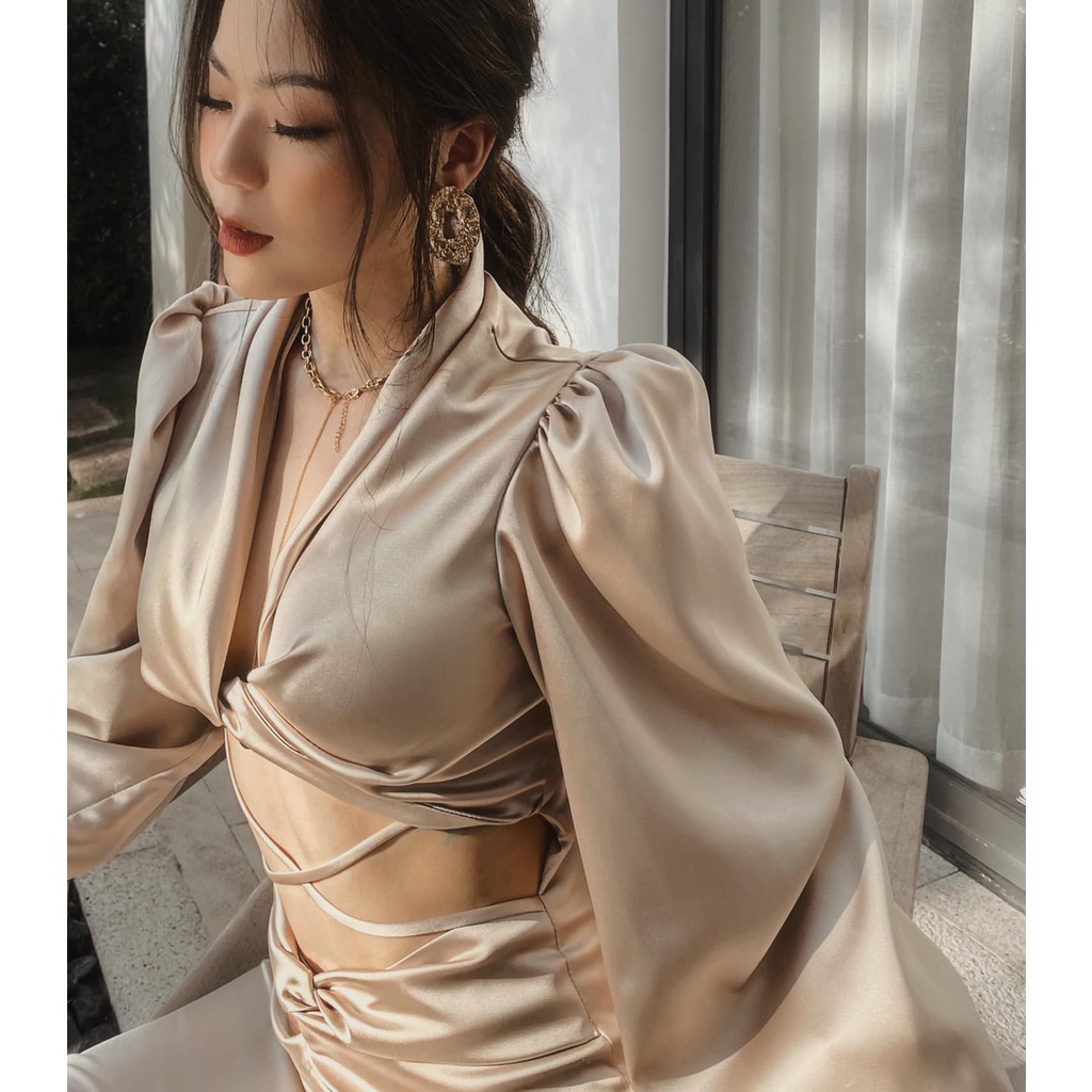 Đầm đi tiệc ôm body tay dài thiết kế sang trọng - T002