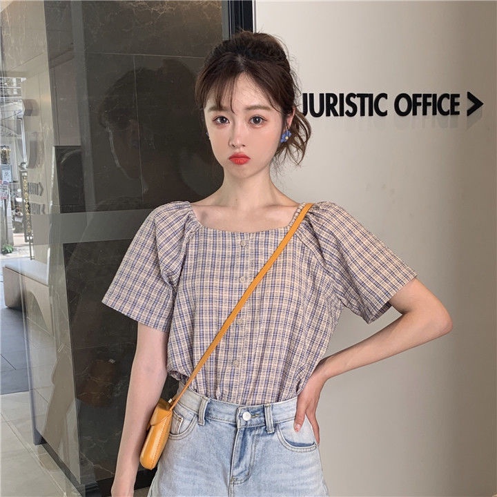 Áo Voan Cổ Vuông Kiểu Dáng Dễ Thương Xinh Xắn Cho Nữ