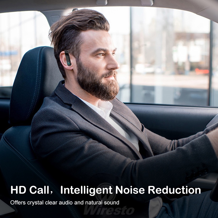 Tai nghe một bên Wiresto Bluetooth V5.1 loại bỏ tiếng ồn âm thanh nổi rảnh tay thoải mái thời gian chờ 20 giờ