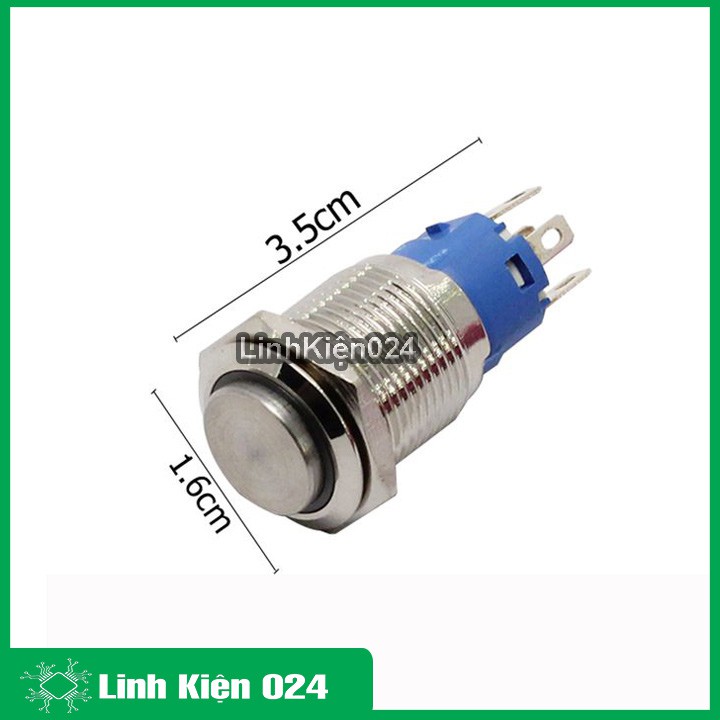 [NW] Nút Nhấn Đề Sắt Chống Nước Có Đèn Báo 12VDC-12mm Nhấn Giữ