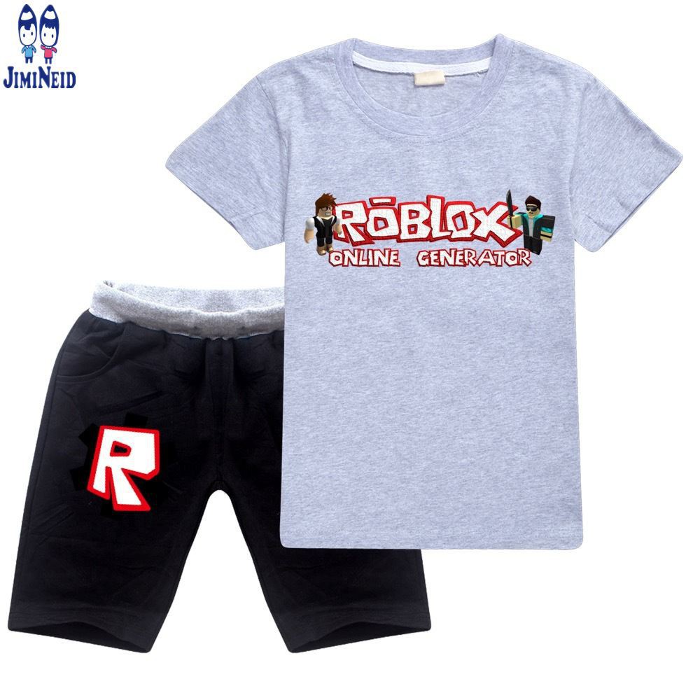 【JD】summer ROBLOX Local Seller Ready Stock Set Kids Short-sleeved cotton T-shirt + shorts 2-piece set