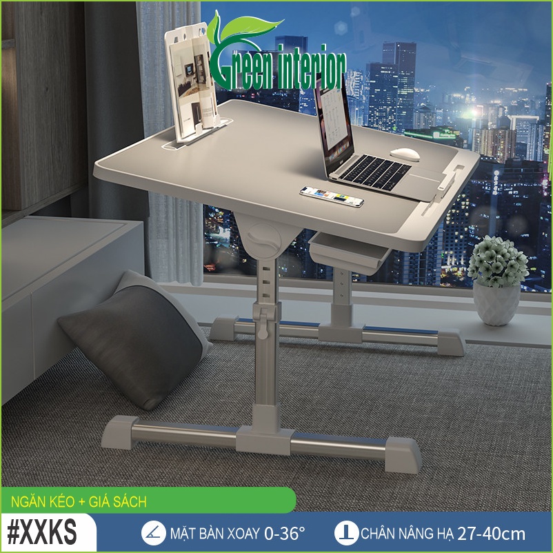 Bàn làm việc gấp gọn, Bàn học sinh gấp gọn thông minh hiện đại Green Furni, Màu Xám XXKUS