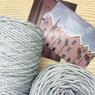 Dây thừng cotton macrame • 3 xoắn • 3-5mm • MÀU XÁM SÁNG