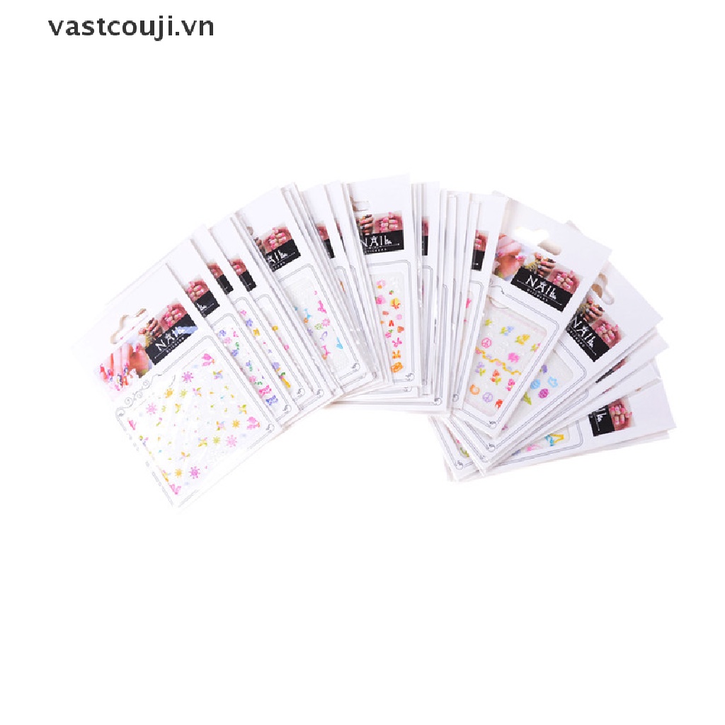 Bộ 5 Tấm Sticker Dán Móng Tay An Toàn Họa Tiết Hoạt Hình VASTJI Dành Cho Trẻ Em DIY Thời Trang