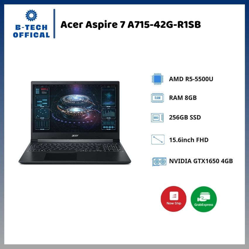 Laptop Acer Aspire 7 A715-42G-R1SB (NH.QAYSV.005)/ AMD R5-5500U - Laptop chính hãng