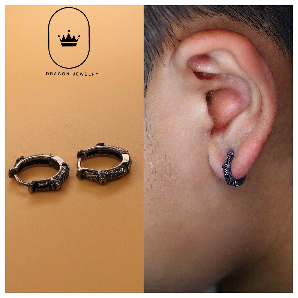 Khuyên tai nam nữ đẹp cao cấp trang sức nam siêu chất Dragon Jewelry Vietnam mã E43S1