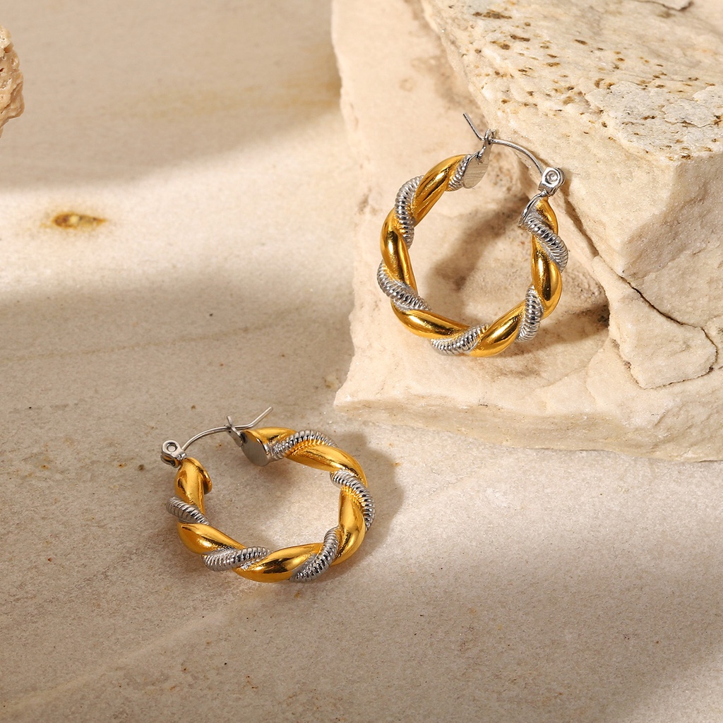 Vnox Đôi Bông Tai Hình Chữ U Màu Bạc Và Vàng Đồng Không Gây Dị Ứng Trang Sức Hàng Ngày Cho Nữ