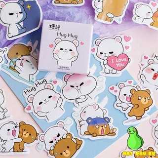 Hộp 45 Sticker Chủ Đề Gấu Đáng Yêu Trang Trí Planner - Hạt đậu bự