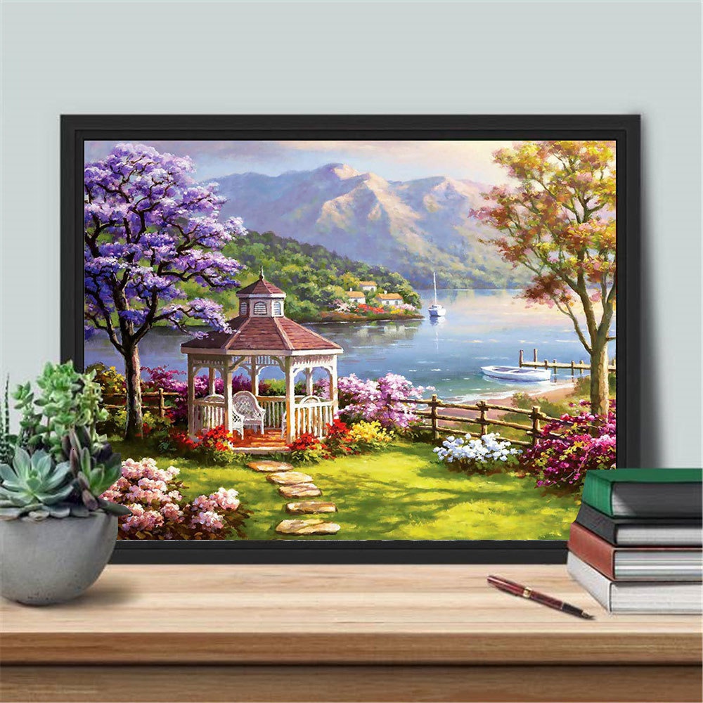 Bộ phụ kiện làm tranh đính đá 5D DIY hình phong cảnh thời trang dùng để trang trí nhà cửa độc đá