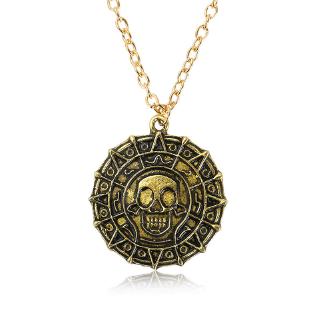 Dây chuyền Aztec mặt đồng xu vàng hình đầu lâu phim cướp biển vùng Caribe cho nam