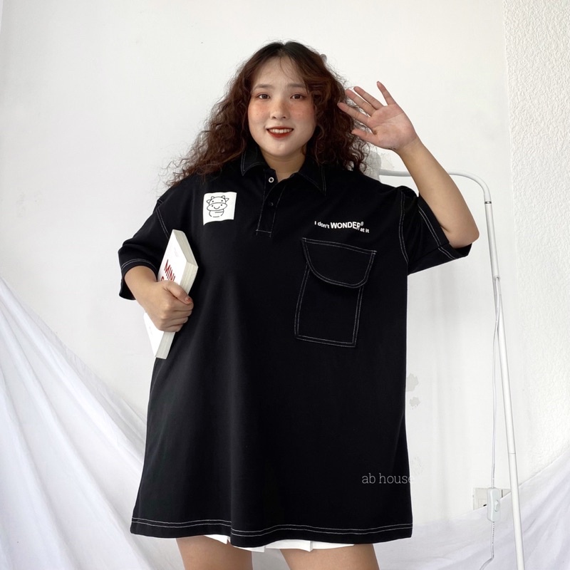 Áo thun polo wonder form rộng unisex - Phông tay lỡ oversize kiểu dáng đường phố hàn quốc đẹp ulzzang
