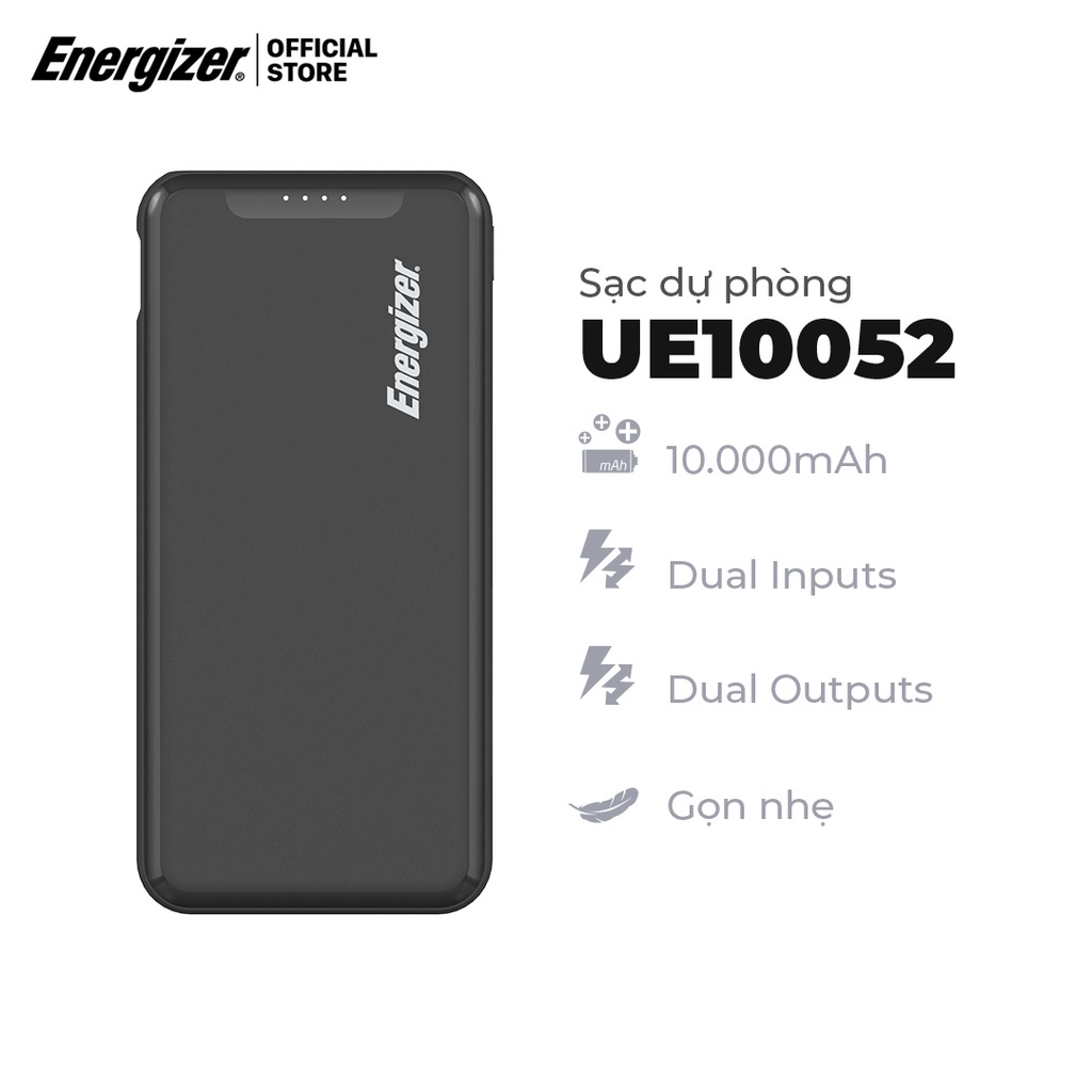 [HÀNG CHÍNH HÃNG] Pin sạc dự phòng Energizer 10000mAh /3.7V Li-Polymer – UE10053 / UE10052BK - NK