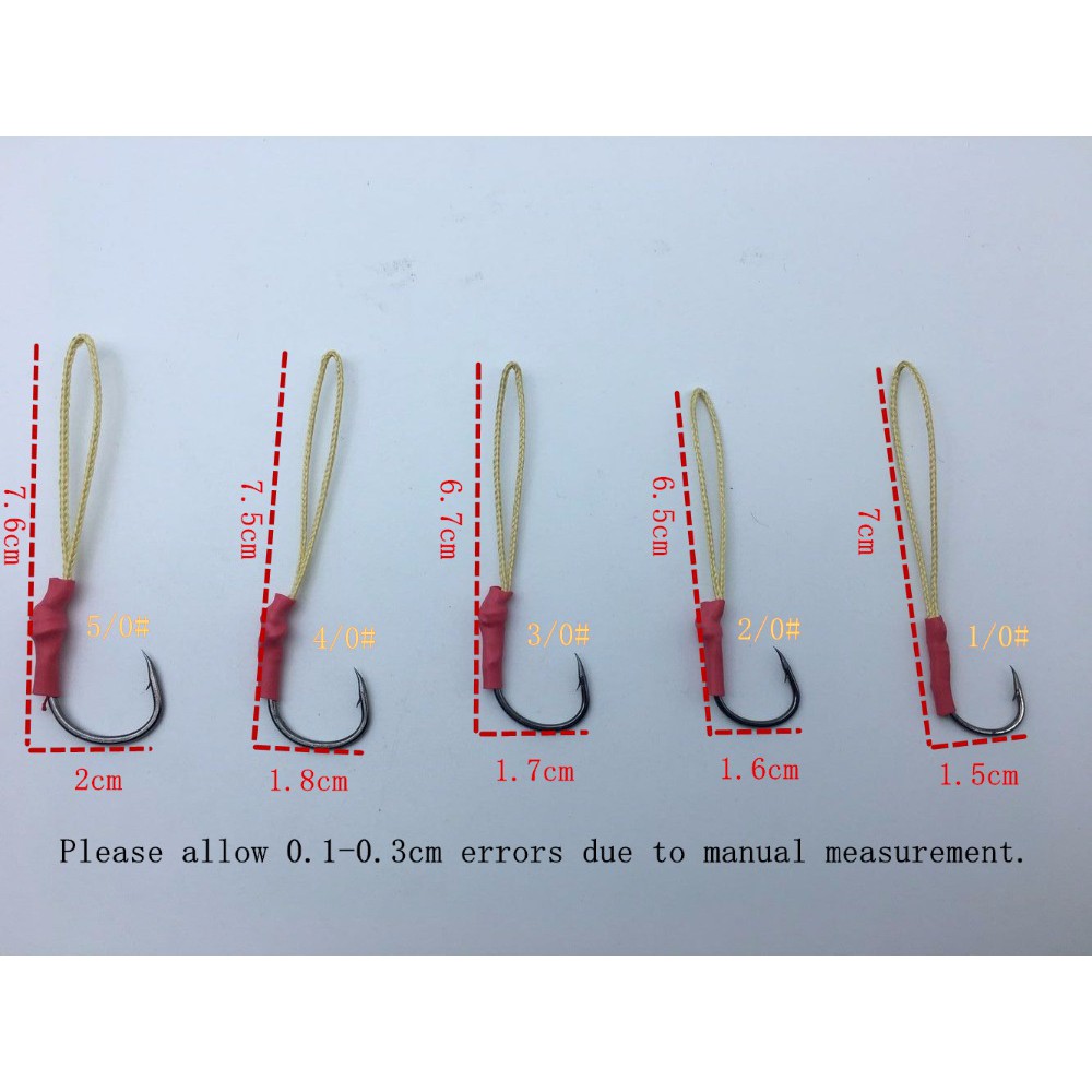 Bộ 5 Móc Câu Cá Bằng Thép Không Gỉ Cỡ 1/0-10/0#