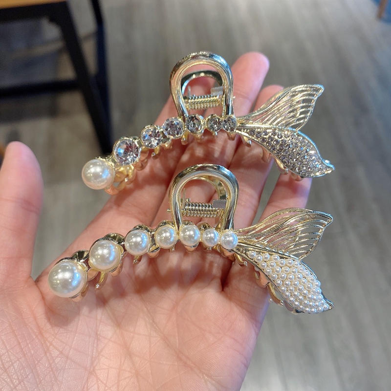 Mới Kẹp Tóc Hình Đuôi Cá Mập Đính Ngọc Trai Giả Phong Cách Hàn Quốc Cho Nữ