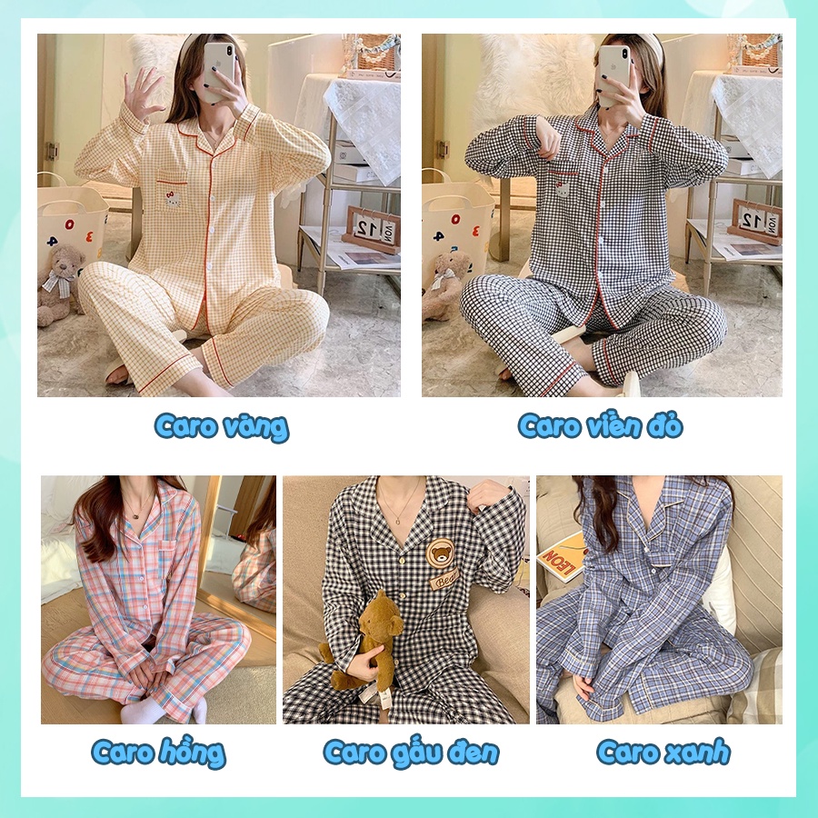 Đồ ngủ nữ pijama cao cấp tay dài quần dài big size dễ thương mặc nhà chất thô hàn mềm mịn PJMDAII03