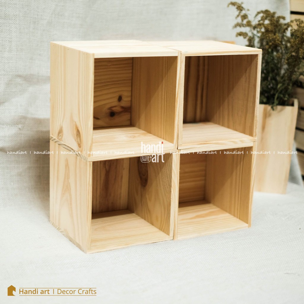 Chậu gỗ vuông- hộp gỗ vuông decor - gỗ thông tự nhiên