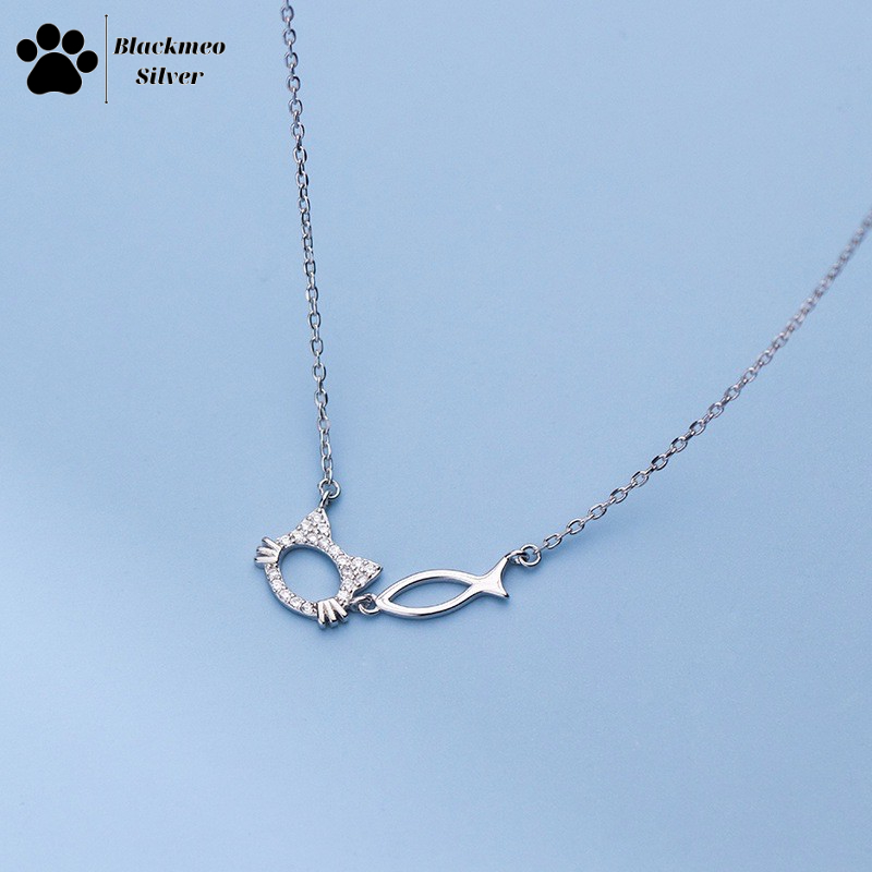 Dây chuyền mèo cá bạc s925