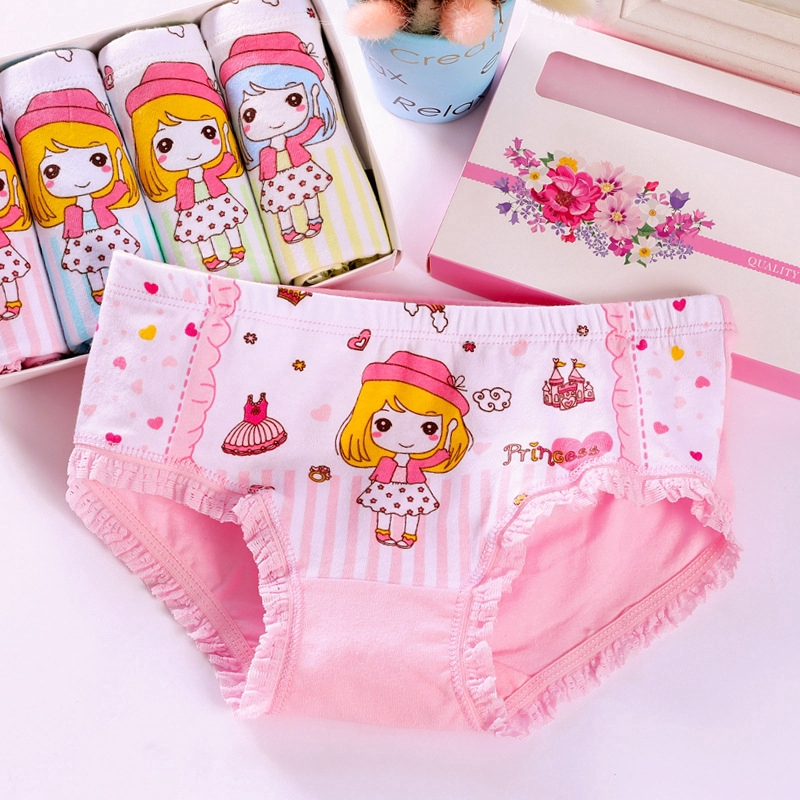 Set 4 Quần Lót Cotton Cho Bé Gái Từ 2-12 Tuổi