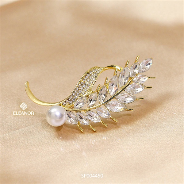 Ghim cài áo nam nữ Eleanor Accessories hình lúa mạch đính đá ngọc trai nhân tạo phụ kiện trang sức 4450