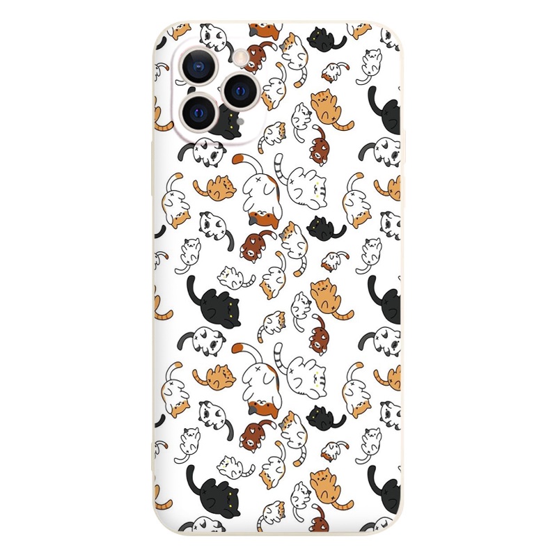 [ỐP IPHONE MÈO] Ốp lưng iPhone 13 PRO MAX mẫu Nhiều chú mèo dễ thương vuông cạnh 12 11 Pro Max 6s 6 8 Plus X Xr Xs Max