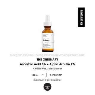 [PAA order] Serum dưỡng trắng da giảm thâm námvà Arburin The Ordinary Ascorbic Acid 8% Alpha Arbutin 2%