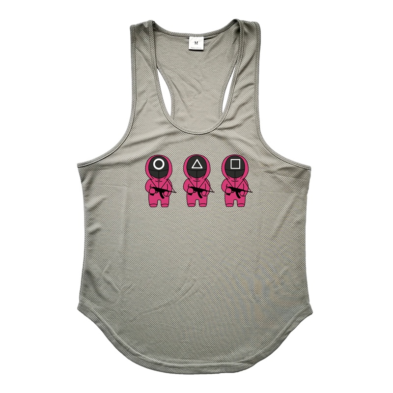 Áo tập gym nhanh khô làm bằng lưới có cỡ lớn họa tiết nhân vật trong phim squid  dành cho nam