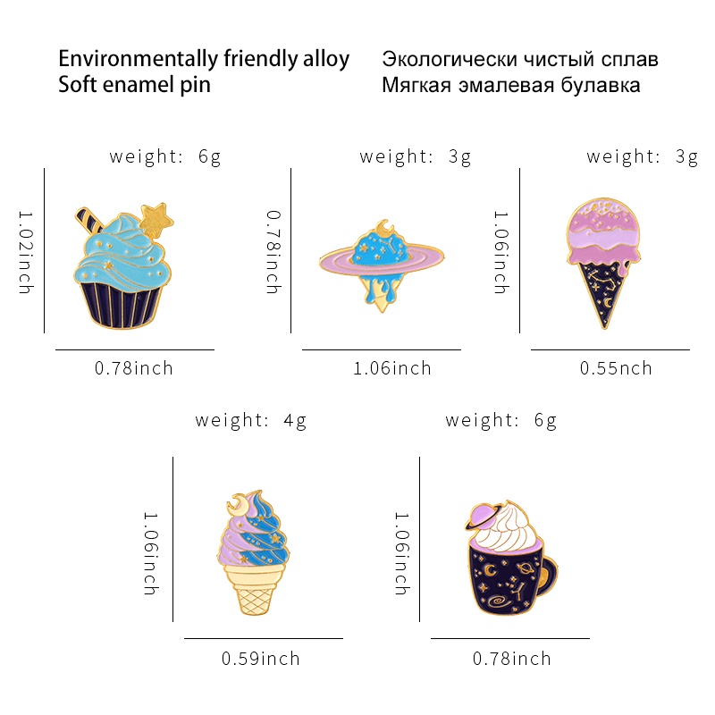 Huy hiệu cài áo QIHE JEWELRY hình cây kem dễ thương