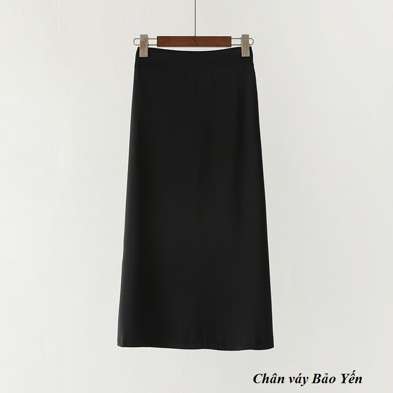 Chân váy midi dài dáng A nhẹ cạp khóa xẻ sau, video ảnh thật(sẵn full size)- M11