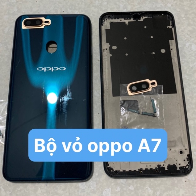 Bộ vỏ oppo A7 - ( gồm lưng , sườn , phím , kính camera )
