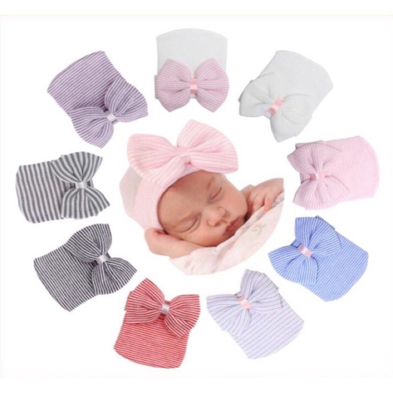 Mũ turban nơ duyên dáng cho bé yêu sơ sinh đến 3 tháng