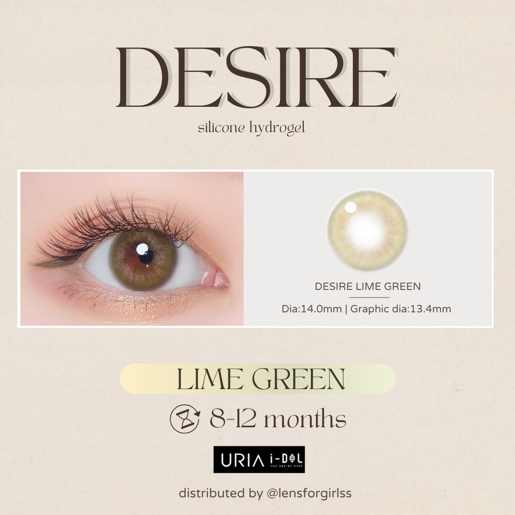 Kính áp tròng cao cấp Desire Lime Green chính hãng IDOL LENS | HSD 8-12 tháng  | Lens cận