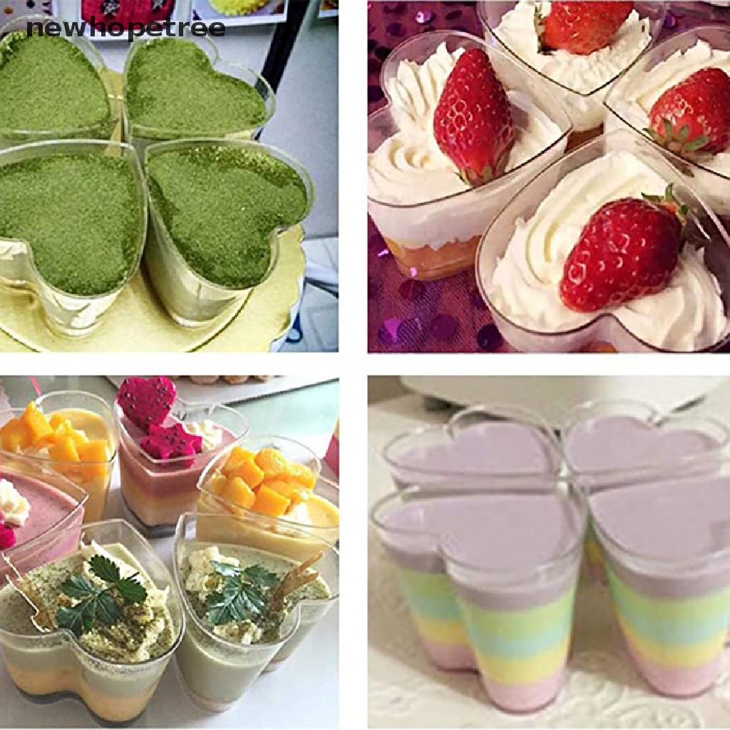 Bộ 12 Cốc Nhựa Đựng Món Tráng Miệng Mini Hình Trái Tim 70ml