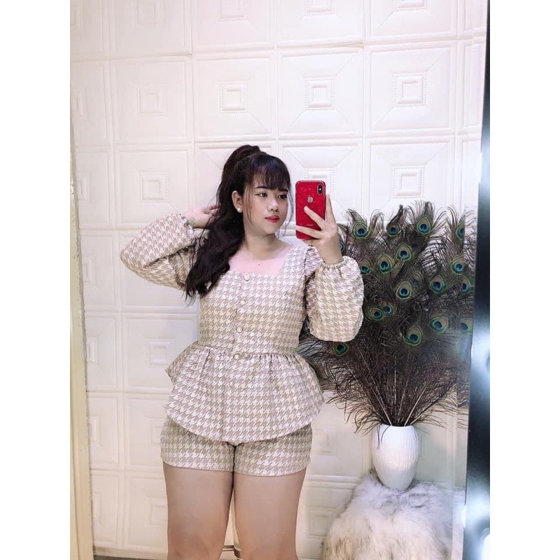 (SHOP TÁO ĐỎ BIGSIZE 55KG-90KG) Set áo peplum quần đùi sang chảnh - mặc đi chơi, đi tiệc