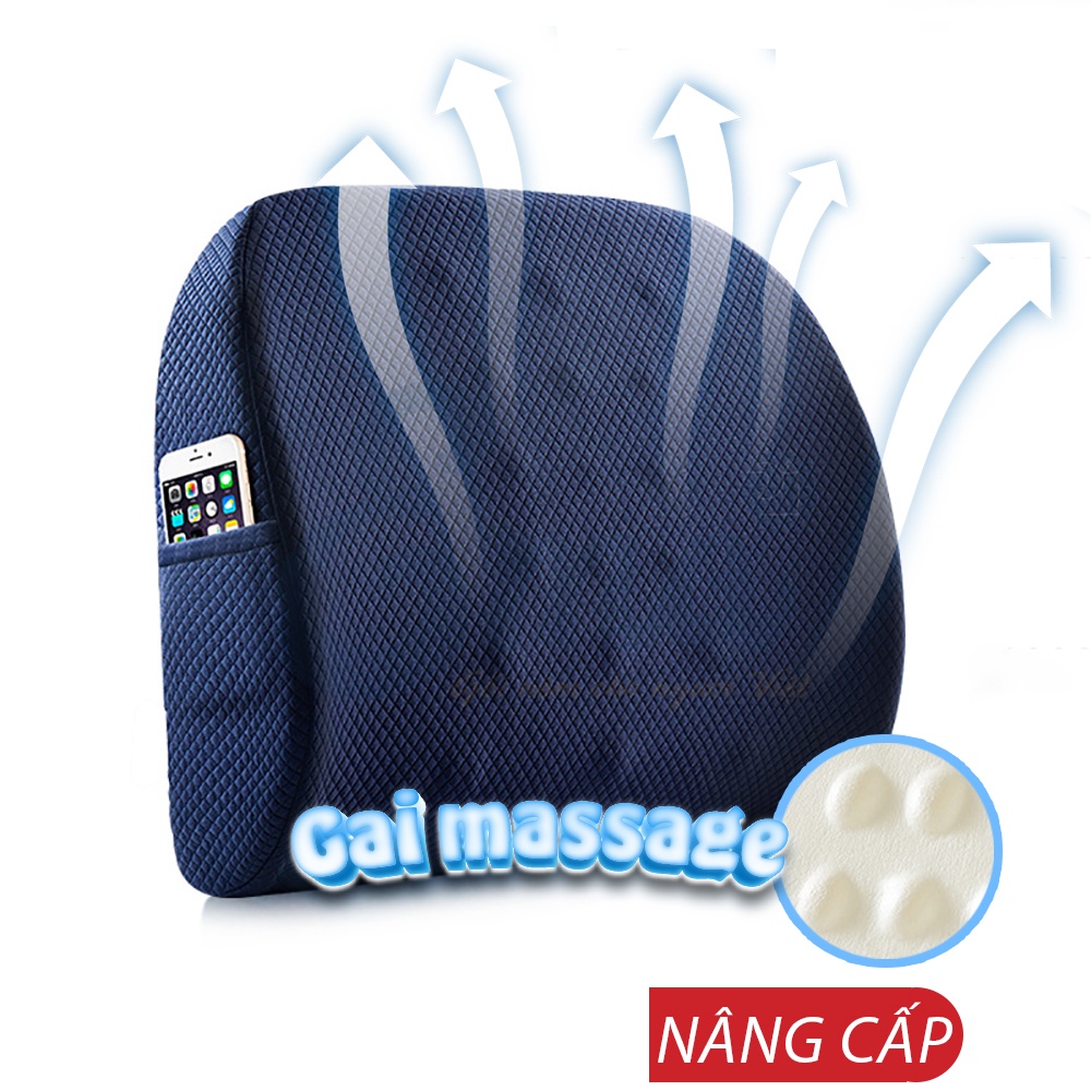 Gối dựa lưng ghế văn phòng có gai massage làm từ cao su non EMA - Thế hệ thứ 3 nâng cấp gai massage độc đáo