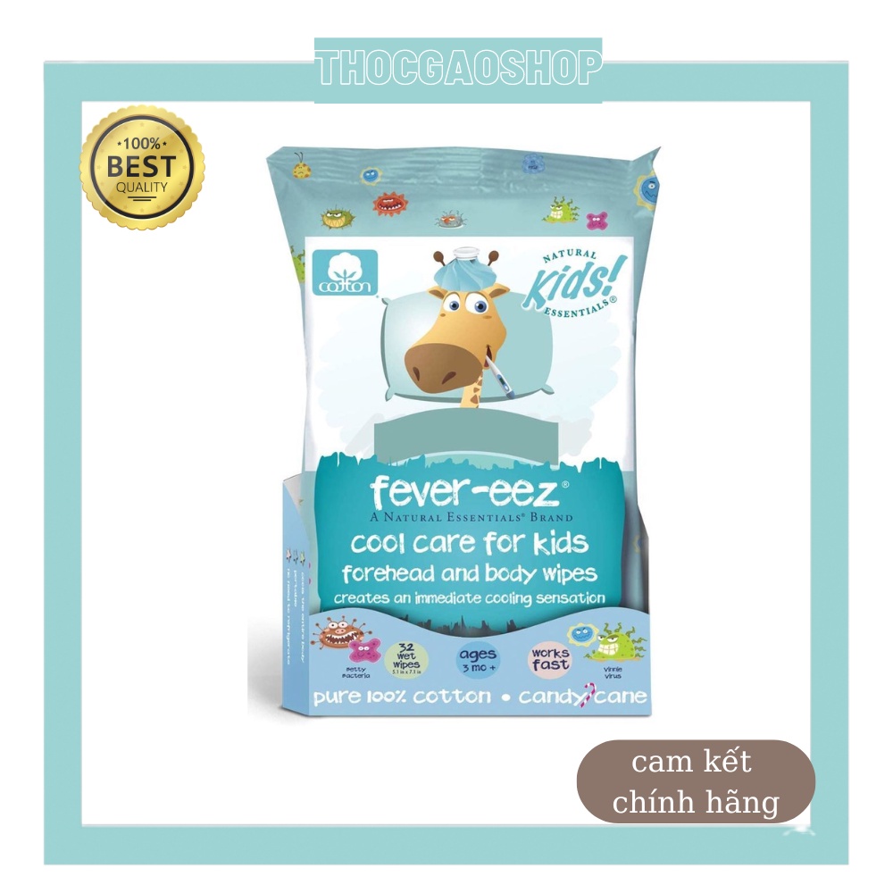 Khăn lau hạ sốt Fever-eez Cool Care Kids Nội Địa Mỹ THOCGAOSHOP8989