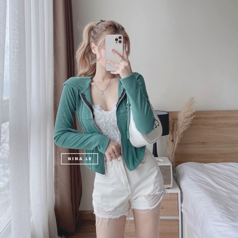Áo kiểu dây kéo , áo khoác thun nữ , ôm body, co dãn nhiều màu cực xinh 😍😍😍L/UK capnhatxuhuong
