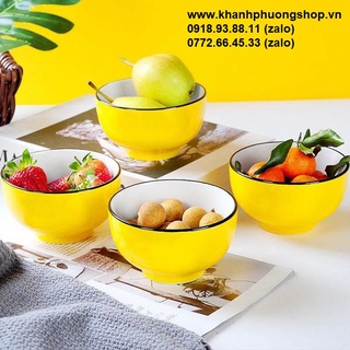 bộ 6 chén sứ vàng - chén sứ vàng