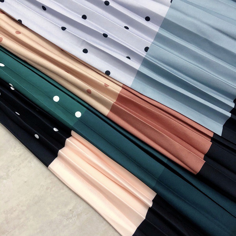 Chân Váy midi cotton Dài Lưng Cao Họa Tiết Chấm Bi / Kẻ Sọc Thời Trang vintage Cho Nữ