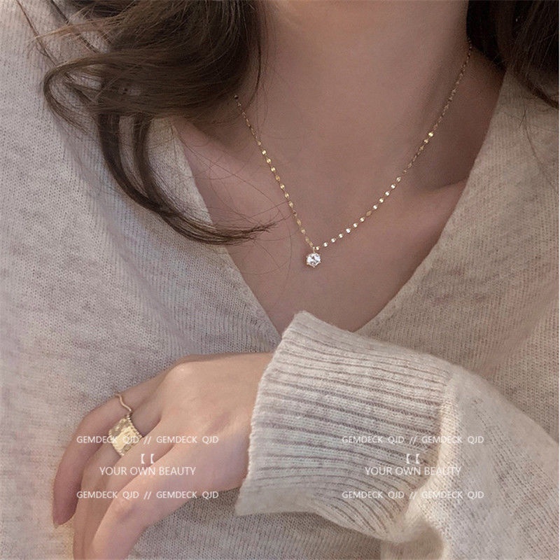 Vòng cổ mặt đính đá phong cách Hàn Quốc đơn giản mới cho nữ