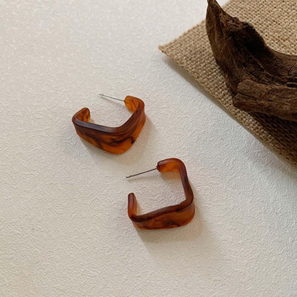 VANES1 Bông Tai Hình Vuông Họa Tiết Da Báo Phong Cách Thời Trang Hàn Quốc