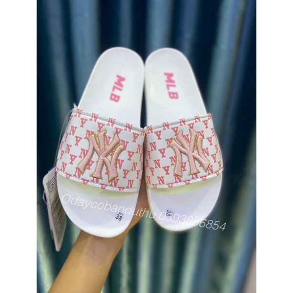 🔥 Dép Nữ Quai Ngang Chữ Thêu Cao Cấp Màu Hồng Đế Cao Su Bao Êm