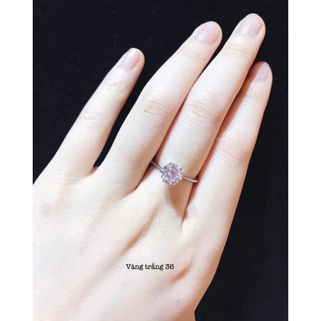 Nhẫn đá nhô vàng trắng 10kara