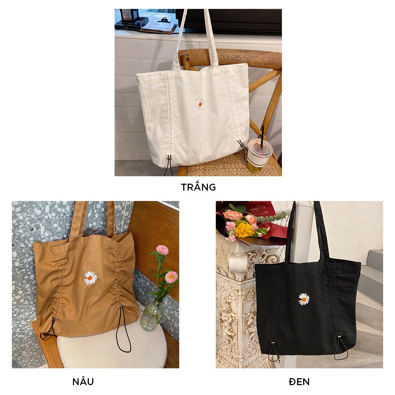 [Mã FASHIONT4WA2 giảm 10K đơn từ 50K] Túi xách tote vải bố đeo chéo mềm giá rẻ đi học TX529