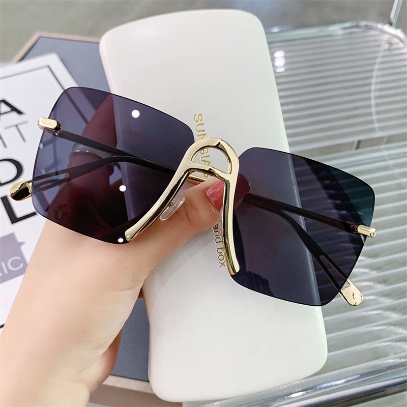 Kính Mát Oversized Không Gọng Màu Sắc gradient Phong Cách Châu Âu Cho Nữ