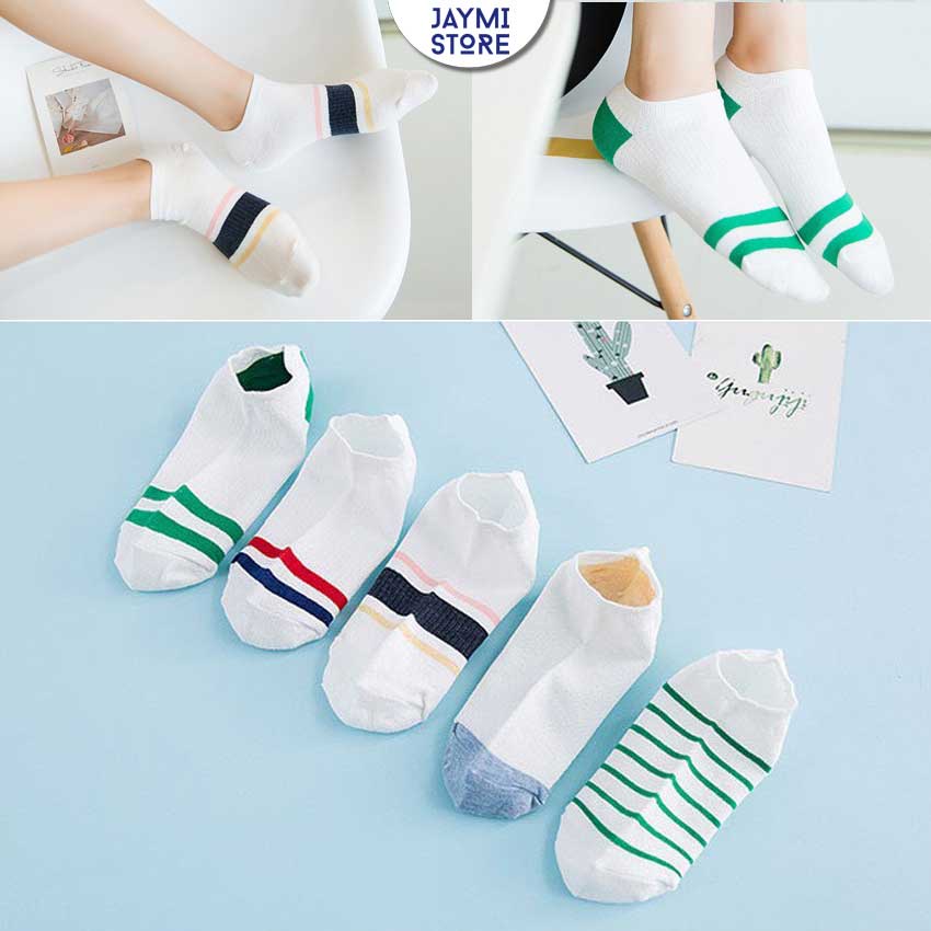 [QUẢNG CHÂU] Tất Vớ Cotton cổ ngắn sọc phong cách Hàn Quốc, hàng taobao có sẵn