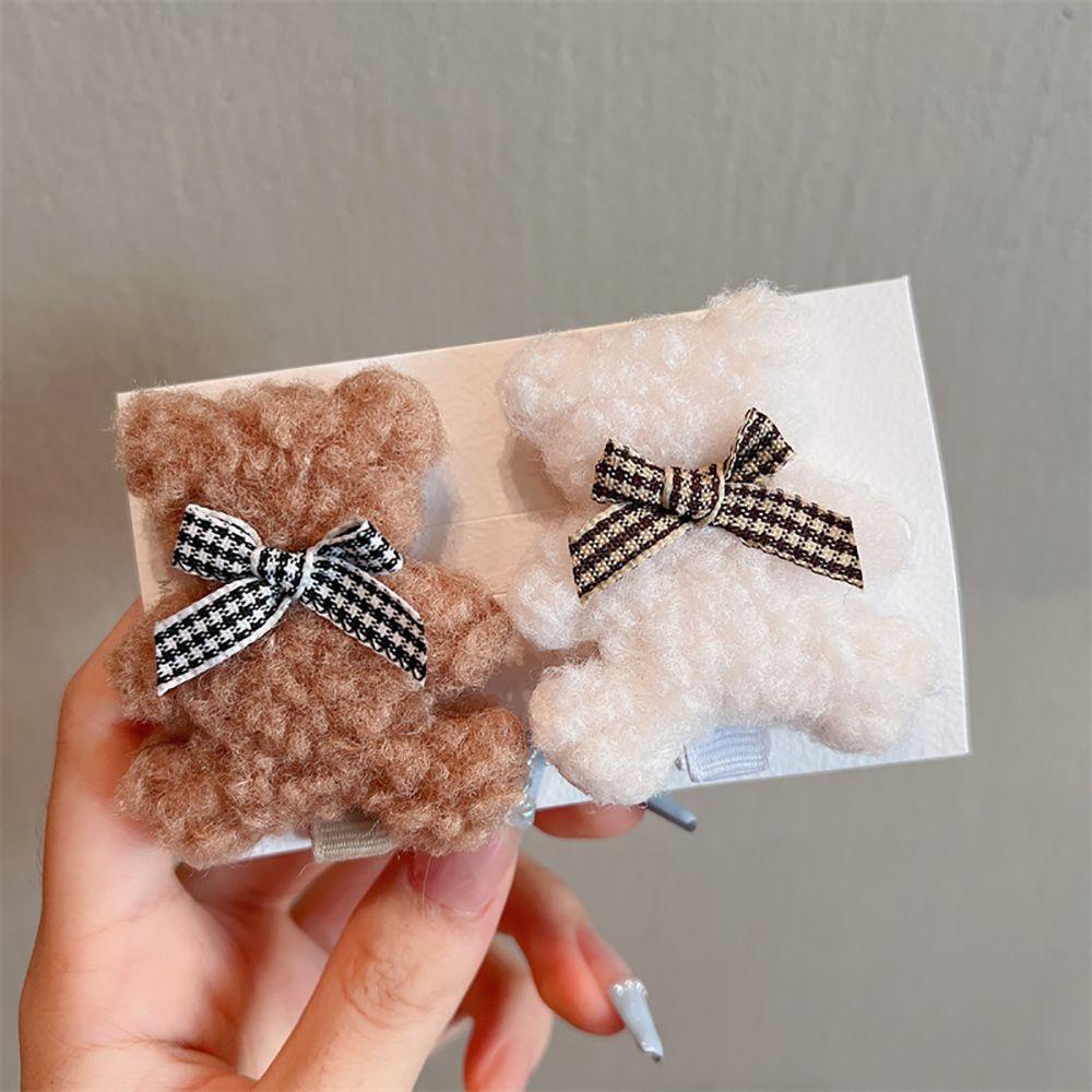 Kẹp Tóc Hình Gấu WMES15H Phủ Lông Ngọt Ngào Thời Trang Cho Nữ