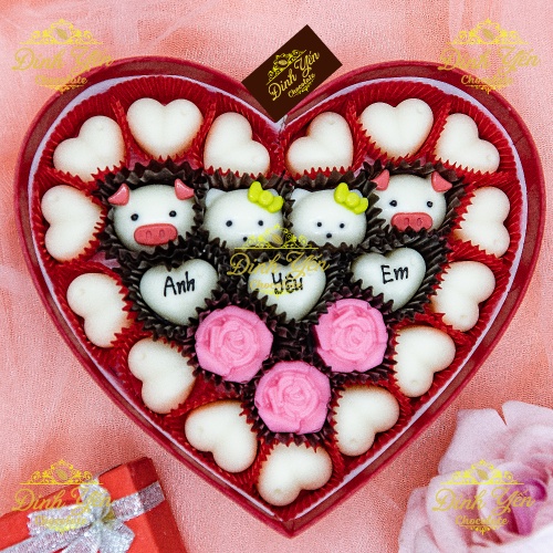 Hộp quà tặng socola valentine/18.5x3,5cm/25-26viên/M2D